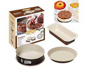 Guardini Coffret cadeau Chocoforme : Moule démontable 26 cm + moule à tarte 28 cm + moule à cake 25 cm, acier avec revêtement anti-adhérent, couleur crème-chocolat