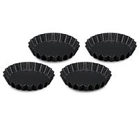 Guardini Gardenia, Lot de 4 tartelettes Ø 12cm, acier avec revêtement anti-adhérent, couleur noire, Noir