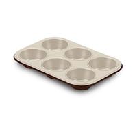 Guardini, Moule 6 muffins 27x18 cm, Acier avec revêtement antiadhésif, Crème et Chocolat, Fabriqué en Italie, Ligne Chocoforme