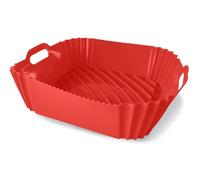 Guardini, Moule carré avec poignées 22 x 22 cm, idéal pour friteuse à air, silicone alimentaire, rouge, ligne Air Fryer