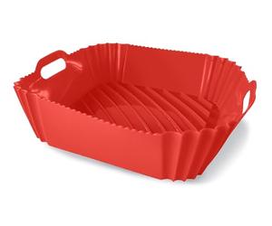 Guardini, Moule carré avec poignées 22 x 22 cm, idéal pour friteuse à air, silicone alimentaire, rouge, ligne Air Fryer