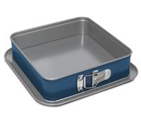 Guardini, Moule ouvert carré 24 x 24 cm, fond anti-gouttes, acier produit avec réduction des émissions de CO2 avec nouveau revêtement PFAS free, gris/bleu, fabriqué en Italie, ligne XBake