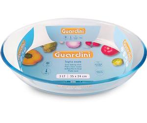Guardini, Plaque ovale, en verre borosilicate, résistante aux chocs thermiques, 35 x 24 x 7 cm, 3 L, transparent/bleu