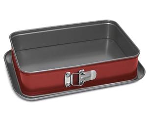 Guardini Rossana 2.0 Moule à ouverture rectangulaire avec protège-gouttes, avec revêtement anti-adhésif double couche, en acier Hi-Top, 19 x 28 x 7 cm, rouge et gris