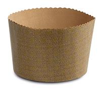 Guardini, Set de 2 moules à panettone 16x12 cm de haut, Jetable, Quantité max de pâte 750 gr, Papier sulfurisé antiadhésif, Fabriqué en Italie, Beige