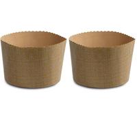 Guardini, Set de 2 moules à panettone 16x12 cm de haut, Jetable, Quantité max de pâte 750 gr, Papier sulfurisé antiadhésif, Fabriqué en Italie, Beige (Lot de 2)