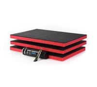 GUARDIQUE Mousse de Protection Multicouche | Lot de 3 | Insert Personnalisable à Découper et Décoller | Avec Colle en Spray et Couteau de Précision Inclus | 600 x 400 x 30 mm, Rouge et noir