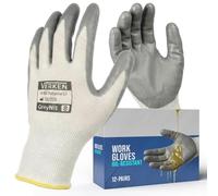 GUARDIS Lot de 12 paires de gants de travail enduits en nitrile - Taille L - Gants de montage résistants à l'huile - Gants de protection robustes pour atelier, entrepôt, jardin et maison