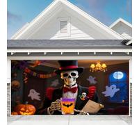 GUASDIE Bannière de Porte de Garage d'halloween Décorations de Porte de Garage Horreur cimetière Couvercle de Porte de Garage Crâne Effrayant Bannière pour Les décorations,Skull,5 x 6.5 Ft