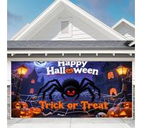 GUASDIE Bannière de Porte de Garage d'halloween Décorations de Porte de Garage Horreur cimetière Couvercle de Porte de Garage Crâne Effrayant Bannière pour Les décorations,Spider,7 x 8 Ft