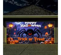 GUASDIE Bannière de Porte de Garage d'halloween Décorations de Porte de Garage Horreur cimetière Couvercle de Porte de Garage Crâne Effrayant Bannière pour Les décorations,Spider,7 x 16 Ft