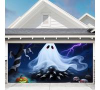 GUASDIE Décorations de fête d'halloween Couverture de Porte de Joyeux Halloween Couverture de Porte de Garage effrayante pour Les Nuits effrayantes, décor Effrayant,Ghost,6 x 13 Ft
