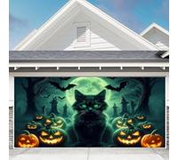 GUASDIE Décorations de fête d'halloween Couverture de Porte de Joyeux Halloween Couverture de Porte de Garage effrayante pour Les Nuits effrayantes, décor Effrayant,Cat,6 x 13 Ft