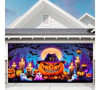 GUASDIE Décorations de fête d'halloween Couverture de Porte de Joyeux Halloween Couverture de Porte de Garage effrayante pour Les Nuits effrayantes, décor Effrayant,Pumpkin,7 x 8 Ft