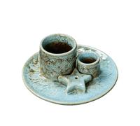 GUASDIE Porte-encens 4 en 1 Brûleur Porte-Palo Santo pour bâtons avec Plateau récupérateur de Cendres, adapté pour la méditation, Le Yoga, Chambre et décoration intérieure,Speckled Blue