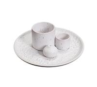 GUASDIE Porte-encens, Porte-Palo Santo 4 en 1, brûleur d'encens en céramique pour brûler de la Sauge et des bâtons, Porte-Bougie avec Plateau récupérateur de Cendres pour méditation,Speckled White