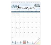 GuassLee Grand calendrier mural 2025-2026, 55,9 x 38,1 cm, calendrier mural vertical 2025, de juin 2025 à décembre 2026, 19 mois à suspendre sur papier avec date julienne pour planification et