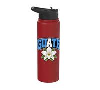 Guate avec fleur d'orchidée Monja Blanca imprimé Guatemala Stainless Steel Insulated Water Bottle
