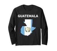 Guatemala National Flag Map Silhouette Manche Longue