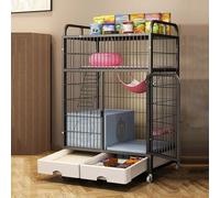 GUAWJRZDP Cage pour Chat 3 Niveaux, Enclos pour Chat, Cage Chat, avec Bac À Litière, avec Rangement, Roues Universelles, Métal, Chat Villa, 32,6 X 23,2 X 49,6 Pouces(Nero)