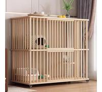 GUAWJRZDP Cage pour Chat, Cage Chat en Bois, Enclos pour Chat, 2 Portes, avec Roues, Tremplin en Sisal, Parc for Animaux De Compagnie, Facile À Assembler, for 1-2 Chats(Wood Color,Large_2 Layers)
