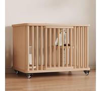 GUAWJRZDP Cage pour Chat, Cage Chat en Bois, Enclos pour Chat, 2 Portes, avec Roues, Tremplin en Sisal, Parc for Animaux De Compagnie, Facile À Assembler, for 1-2 Chats(Wood Color,Small_1 Layer)