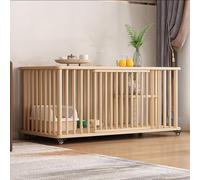 GUAWJRZDP Cage pour Chat, Cage Chat en Bois, Enclos pour Chat, 2 Portes, avec Roues, Tremplin en Sisal, Parc for Animaux De Compagnie, Facile À Assembler, for 1-2 Chats(Wood Color,Large_1 Layer)