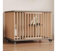 GUAWJRZDP Cage pour Chat, Cage Chat en Bois, Enclos pour Chat, 2 Portes, avec Roues, Tremplin en Sisal, Parc for Animaux De Compagnie, Facile À Assembler, for 1-2 Chats(Wood Color+Gray,Small_1 Layer)