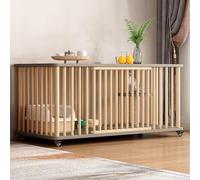 GUAWJRZDP Cage pour Chat, Cage Chat en Bois, Enclos pour Chat, 2 Portes, avec Roues, Tremplin en Sisal, Parc for Animaux De Compagnie, Facile À Assembler, for 1-2 Chats(Wood Color+Gray,Large_1 Layer)