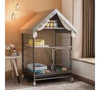 GUAWJRZDP Cage pour Chat D'intérieur, 2 Niveaux Enclos pour Chat, Cage Chat, avec Rangement, Parc en Métal, avec Roues, Chat Villa, for 1-2 Chats(Nero,High125cm/49.2in)