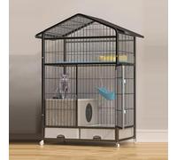 GUAWJRZDP Cage pour Chat D'intérieur, Enclos pour Chat, Parc pour Chat, avec Bac À Litière, avec Tiroir De Rangement, avec Roues Universelles, for 1-2 Chats, 32,6x23,2x53,5in(Nero)