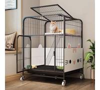 GUAWJRZDP Cage pour Chat, Enclos pour Chat 2 Niveaux, Cage Chat Intérieurs, Parc pour Chat en Métal, avec Déflecteur, avec Roues Universelles, for 1-2 Chats(Nero,30.7x21.6x39.3in)