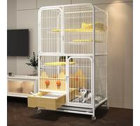GUAWJRZDP Cage Pour Chat, Enclos Pour Chat, Cage for Chat D'intérieur, Multicouche, Avec Bac À Litière For Chat À Tiroir, Déflecteur, Cadre Épais, Anti-éclaboussures, Idéale Pour 1-2 Chats(Color:Wit,S