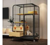 GUAWJRZDP Cage Pour Chat, Enclos Pour Chat, Cage for Chat D'intérieur, Multicouche, Avec Bac À Litière For Chat À Tiroir, Déflecteur, Cadre Épais, Anti-éclaboussures, Idéale Pour 1-2 Chats(Color:Nero,