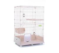 GUAWJRZDP Cage pour Chat, Enclos pour Chat Multicouche, Grand Cage Chat, Parc pour Chat À Faire Soi-même, avec Accès Libre Parc for Chat Détachable, Chat Villa(Pink,2tier)
