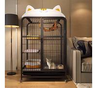 GUAWJRZDP Enclos pour Chat, Cage pour Chat À 2/3 Niveaux, Grand Cage Chat, Parc pour Chat Intérieur, Chat Villa en Métal, Grand Espace, Maille De Fer Respirante(Nero,Height50.9in)