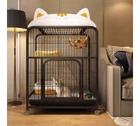 GUAWJRZDP Enclos pour Chat, Cage pour Chat À 2/3 Niveaux, Grand Cage Chat, Parc pour Chat Intérieur, Chat Villa en Métal, Grand Espace, Maille De Fer Respirante(Nero,Height47.7in)