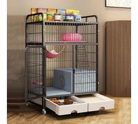 GUAWJRZDP Enclos pour Chat, Cage pour Chat, Cage Chat, avec Bac À Litière, Espace De Rangement, avec Roues, Maison for Chat en Métal, 32,6x23,2x49,6 Pouces(Nero)