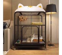 GUAWJRZDP Enclos pour Chat, Grande Cage pour Chat, Cage Chat en Métal, Grand Espace, Maille en Fer Respirante, avec Roues Universelles, Maison for Chat, for 1 À 2 Chats(Nero,Height47.7in)