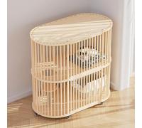 GUAWJRZDP Grande Cage pour Chat, Parc pour Chat, Enclos pour Chat, en Bois, Doubles Portes, avec Poulies, avec Tremplin en Sisal, Maison for Chat, for Chaton Petits Animaux(Wood Color,2 Layers)