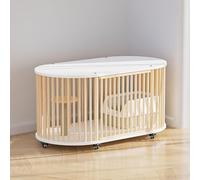 GUAWJRZDP Grande Cage pour Chat, Parc pour Chat, Enclos pour Chat, en Bois, Doubles Portes, avec Poulies, avec Tremplin en Sisal, Maison for Chat, for Chaton Petits Animaux(Wood+White,1 Layer)