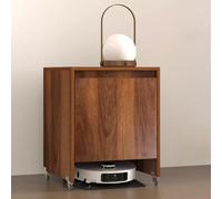 GUAWJRZDP Rangement Caché pour Aspirateur Robot, Aspirateur Robot Armoire, Armoire de Rangement pour Balayeuse, Support de Rangement Mobile, Étagère Rotative Multifonction(Brown,19.6x19.6x25.5'')