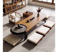 GUAWJRZDP Table Basse Japonaise, Table Basse Tatami en Bois Massif, Table Ovale Basse pour S'asseoir Au Sol, Table Zen pour La Préparation du Thé, pour La Maison(47.2"x23.6"x13.7"/120x60x35cm)