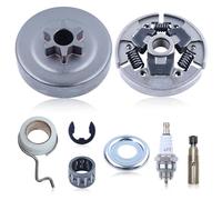 Gubeter Kit de tambour d'embrayage 6T 3/8" pour tronçonneuse Stihl 017 018 021 023 MS170 MS180 MS210 MS230 MS250 avec rondelle de roulement à aiguille - Kit de pompe à huile E-clip - Remplace 1123 640