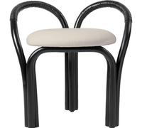 Gubi Bistra Tabouret Rotin Peint Ébène/Fustagno Limonta 001