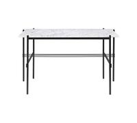 GUBI TS Bureau 120 x 60 cm avec Base Noir et Plateau Marbre de Carrare Blanc