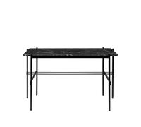 GUBI TS Bureau 120 x 60 cm avec Base Noir et Noir Marquina Marbre Top