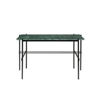 GUBI TS Bureau 120 x 60 cm avec Base Noir et Marbre Guatemala Vert