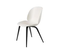 GUBI Beetle Chaise de Table à Manger Base en Bois Hêtre Teinté Noir Semi-Mat/Alabastre Blanc