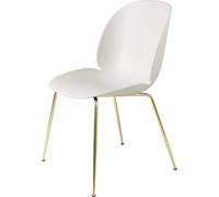 Gubi Chaise Beetle Dining - piètement acier - blanc d'albâtre - laiton - Patins en plastique